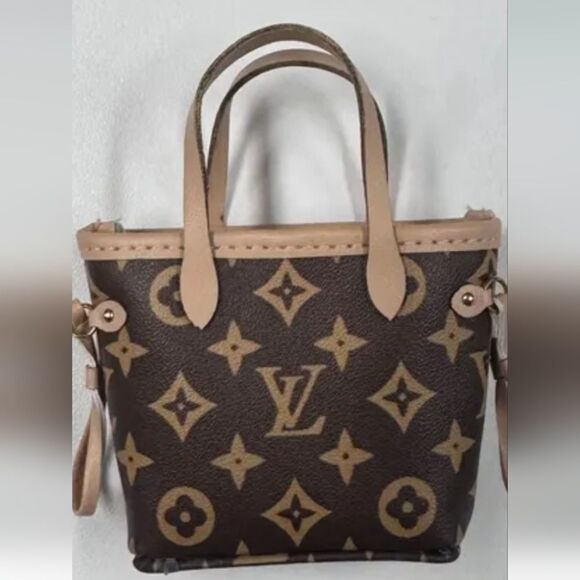 Labubu; Dolls purses or Keychains. 👜 
 Brown and Cream Mini Bag with Monogram - Picture 1 of 1